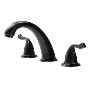 Bathroom Faucet Widespread 3 Hole Oil Rubbed Bronze 8 Inch 2 Handle, with Pop Up Drain and Y Shape Hose