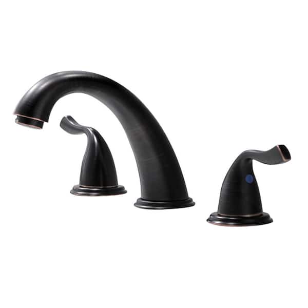 Phiestina Bathroom Faucet Widespread 3 Hole Oil Rubbed Bronze 8 Inch 2 Handle, with Pop Up Drain and Y Shape Hose