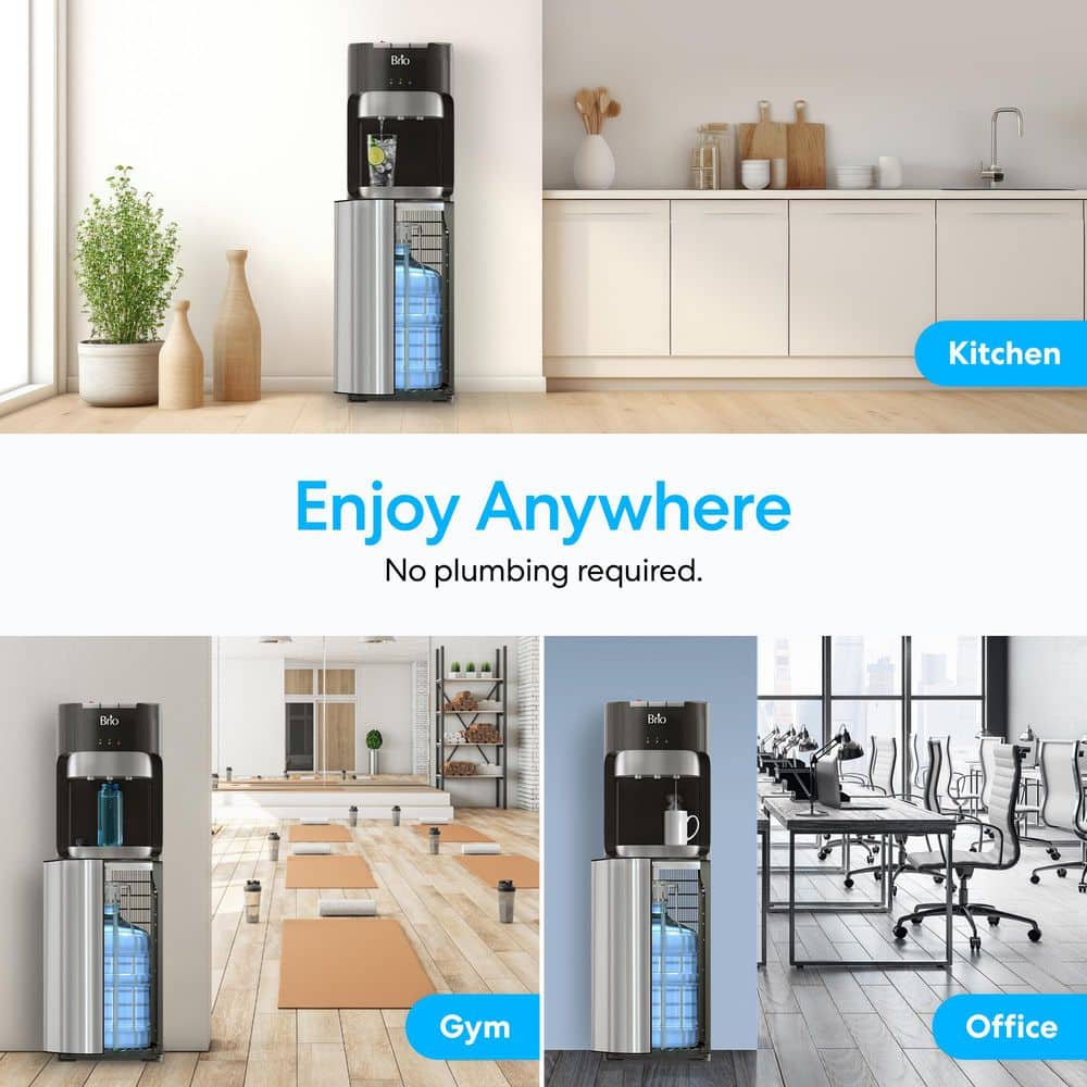 Brio Stainless Steel Bottom Load Water Cooler Dispenser with Hot, Cold, and Room Temperature Water