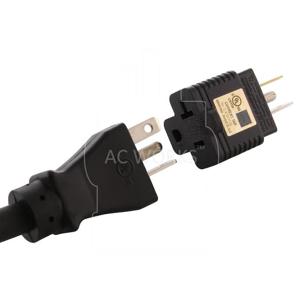 AC WORKS Plug Adapter 15 Amp Household Plug to 20 Amp T-Blade