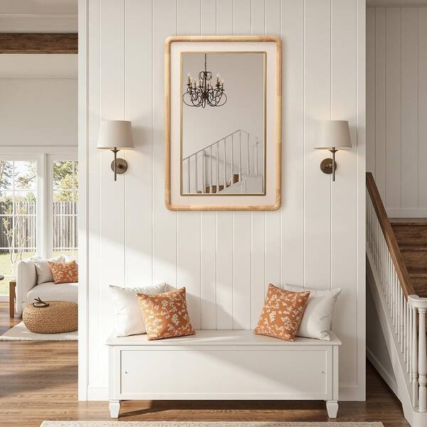 Lightweight SPIEGEL 壁かけミラー LuxenHome Rounded Rectangle Decorative Wall Mirror, 23.62 in. W x