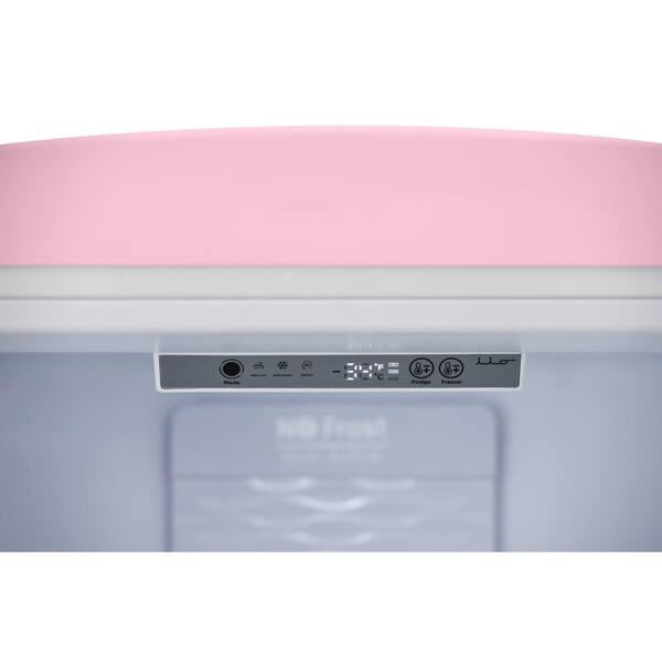 RR2 12 cu. ft. Retro Refrigerator Full Size Fridge with Bottom Freezer  Chrome Handle Frost Free LED Multiflow 360° Pink