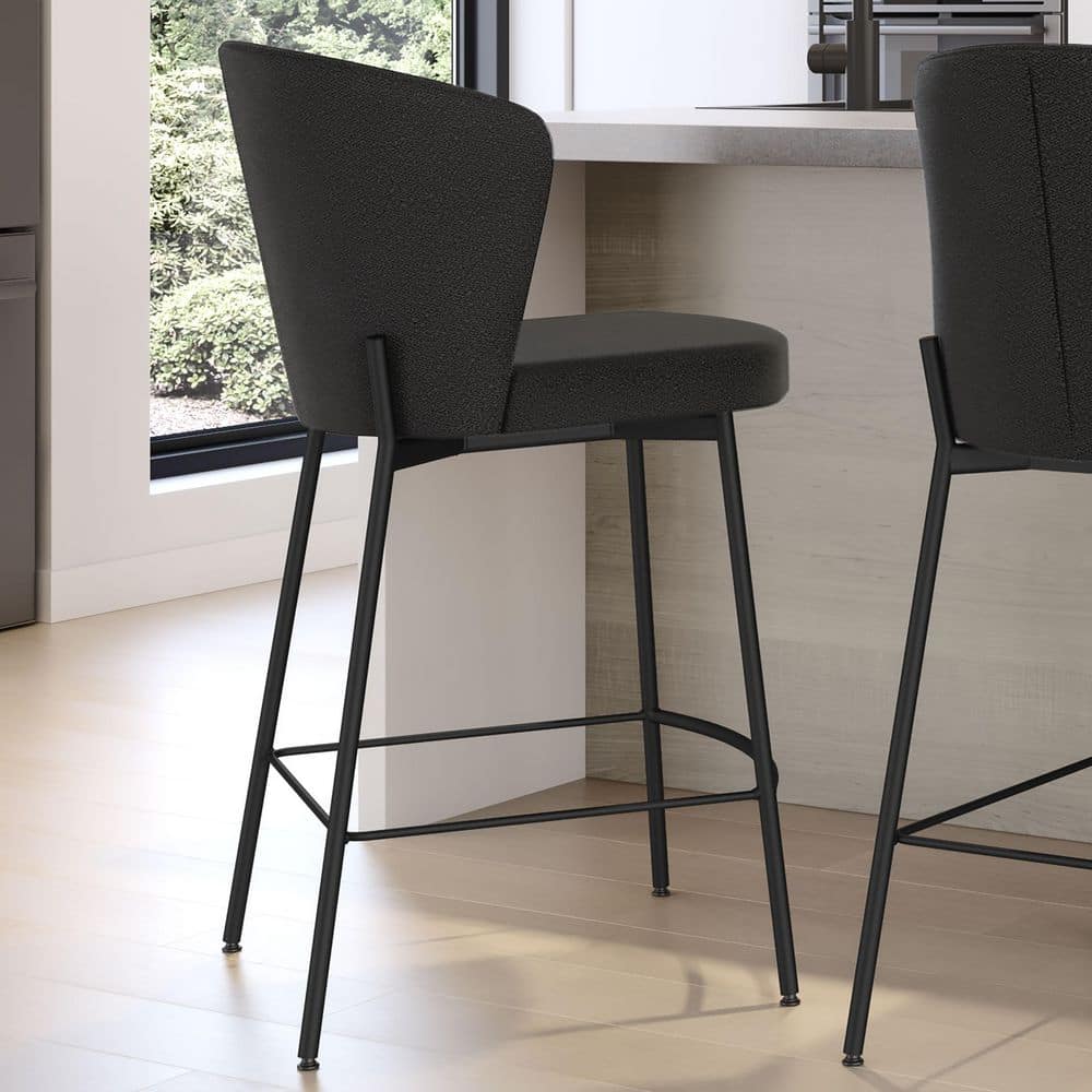 Camilla 31 in. High Back Bar Stool Charcoal Grey Boucle Polyester / Black Metal price history on PriceWatchPro