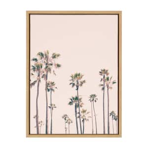 Sylvie "Pink Palm Tree Paradise" by Caroline Mint Framed Canvas Wall Art 18 in. x 24 in.