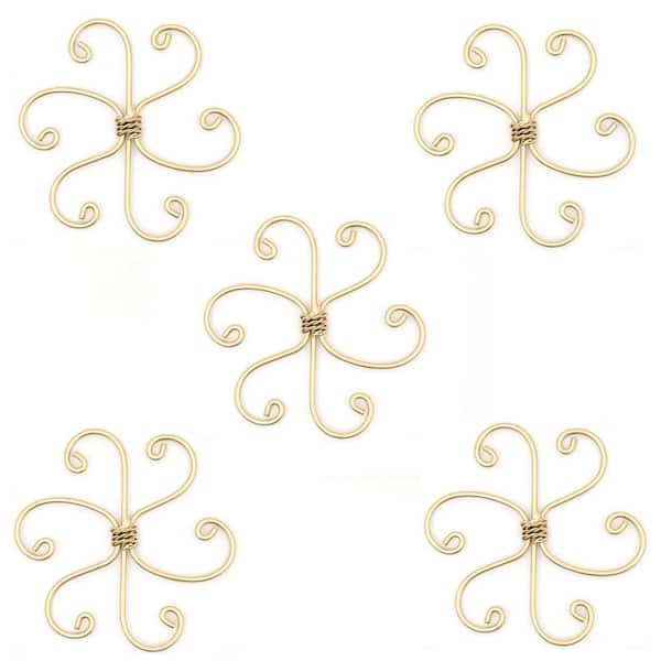4.1 in Gold Finish Metal Monstera Plant Support System Durable Hook Stem Supports for Leaves and Turtle Shells (5-Pack)