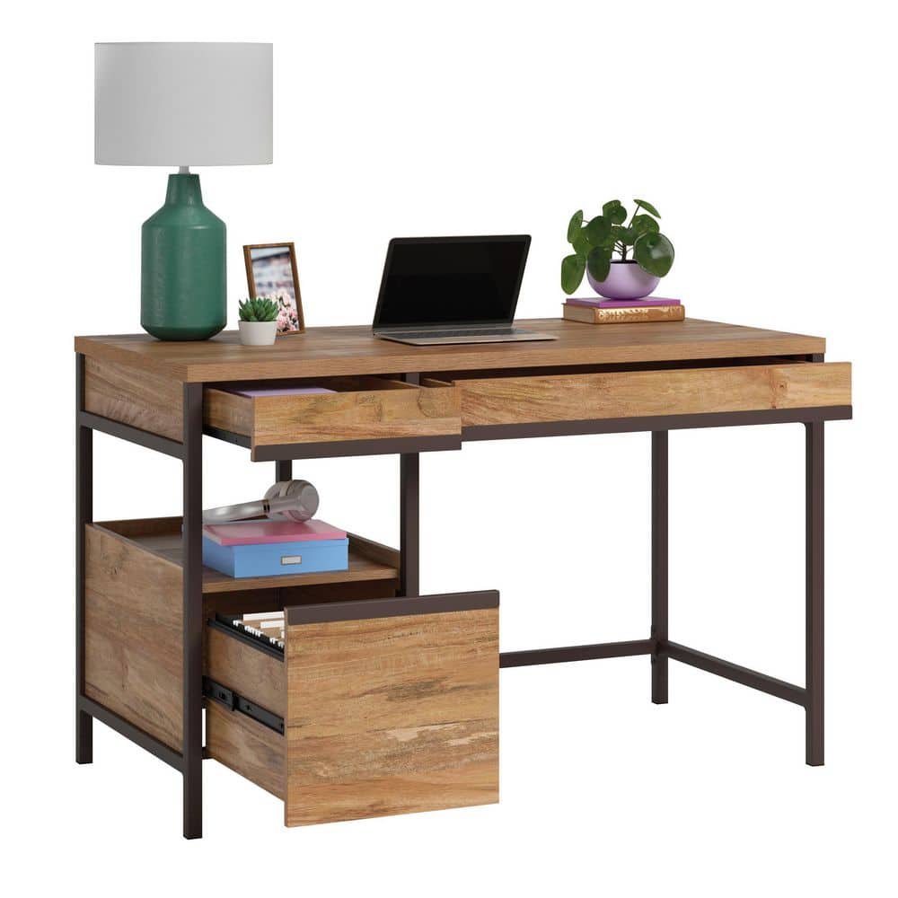Sindoori Mango Wood Desk with Filing Cabinet and Drawers