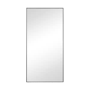 36 in. x 18 in. Simplistic Rectangle Framed Black Wall Mirror with Thin Minimalistic Frame
