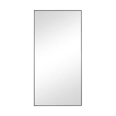36 in. x 18 in. Black Contemporary Wood Rectangle Wall Mirror