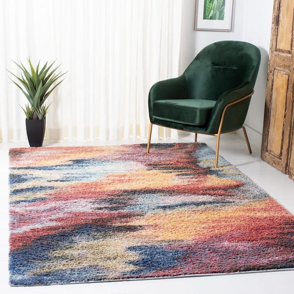 Calista 2 ft. x 3 ft. Red/Blue Abstract Multicolor Area Rug