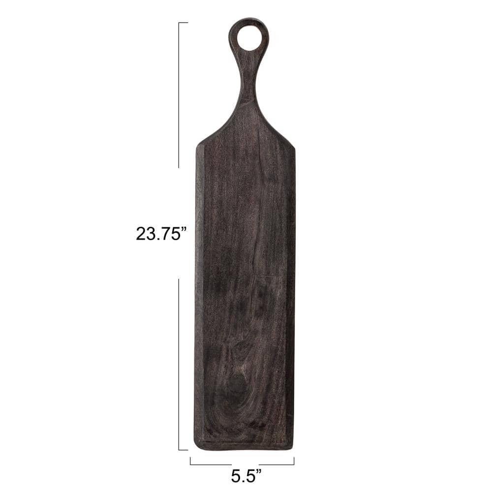 Black Acacia Wood Round Handle Cutting Board