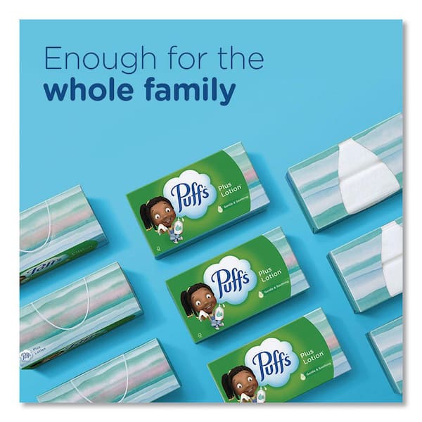 Puffs Plus Lotion Facial Tissue, 1-Ply, White, 56 Sheets Per Box, 24 Boxes/ Carton PGC34899CT - The Home Depot