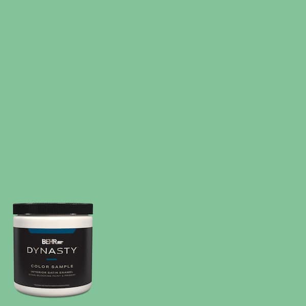 BEHR DYNASTY 8 oz. #P410-4 Willow Hedge One-Coat Hide Satin Enamel ...