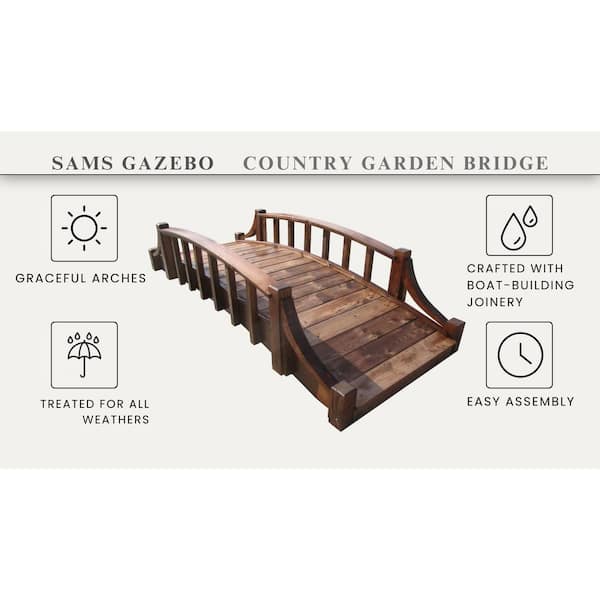 SamsGazebos 8 ft. Treated Country Garden Bridge MB-CB8-T