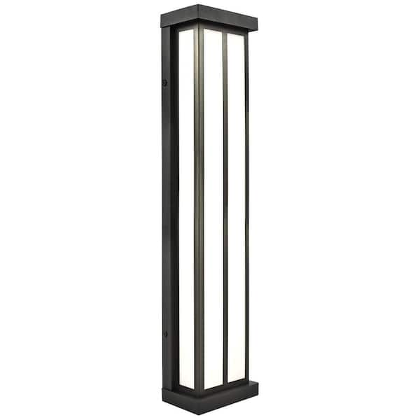 LUXRITE 24 in. Black Outdoor LED Wall Sconce Light Fixture 3CCT 3000K/5000K 26-Watt ETL Listed IP65 Waterproof