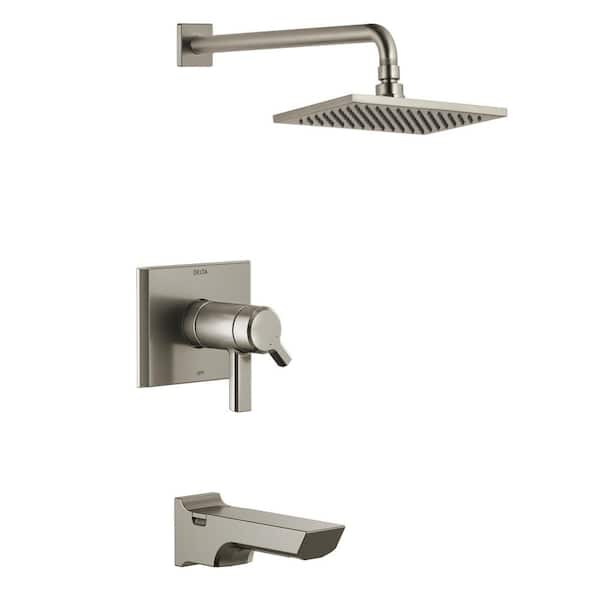 Delta Pivotal TempAssure 1-Handle Wall-Mount Tub and Shower Trim Kit in Lumicoat Stainless (Valve Not Included)