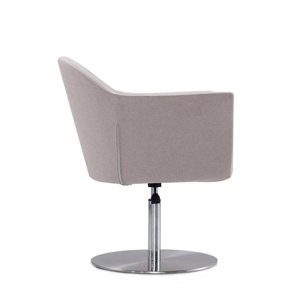 Barley Gray & Brushed Metal Mid-Century Swivel Accent Chair