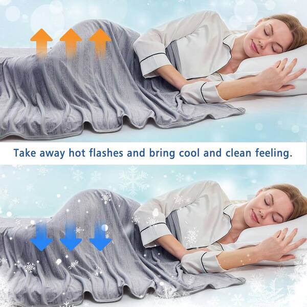 Afoxsos Gray Cooling Blanket for Hot Sleepers, Lightweight Throw