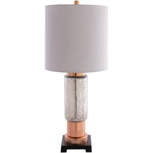 Montreux 28 in. Copper Indoor Table Lamp with Light Grey Drum Shaped Shade