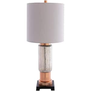 Montreux 28 in. Copper Indoor Table Lamp with Light Grey Drum Shaped Shade
