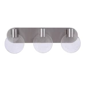 21.50 in. Glisten 3-Light Brushed Polished Nickel Finish Integrated LED Vanity Bar with Clear Seeded Glass