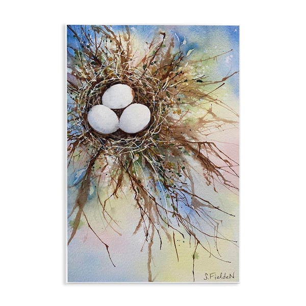 Stupell Industries Modern Watercolor Bird Nest by Stephanie Fielden Unframed Abstract Graphic Art Print 15 in. x 10 in.