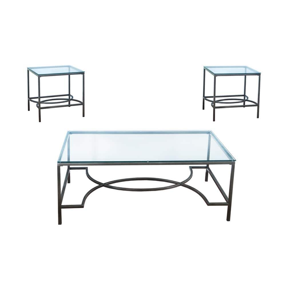 3 piece glass nesting tables