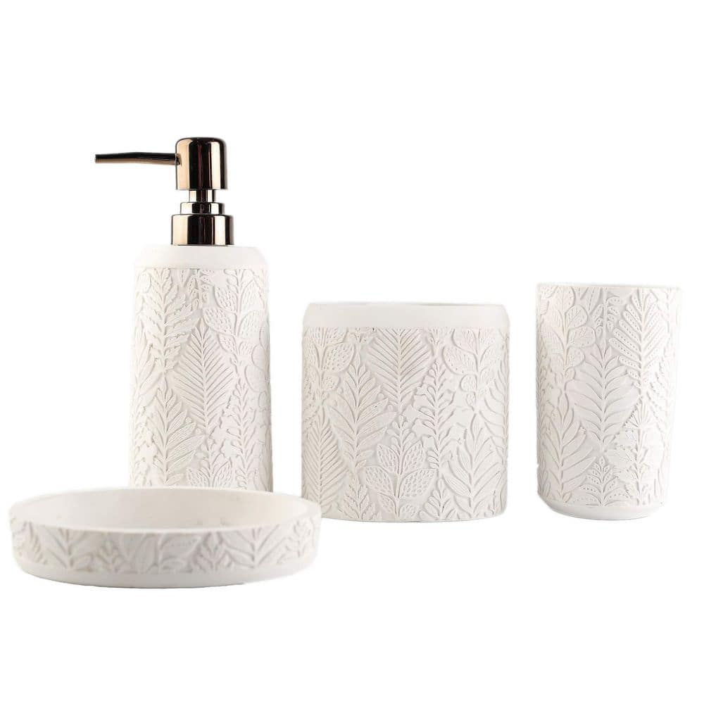 4-Piece Bath Accessory Set with Toothbrush Cup, Soap Dispenser, Soap Dish, Tumbler in White price history on PriceWatchPro