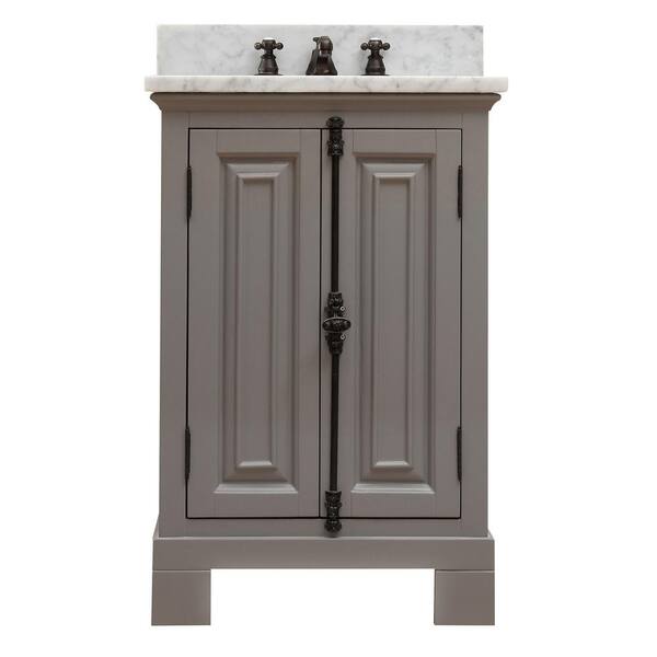 Water Creation Greenwich 24 in. W x 22 in. D Vanity in Gray with Marble Vanity Top in White with White Basin