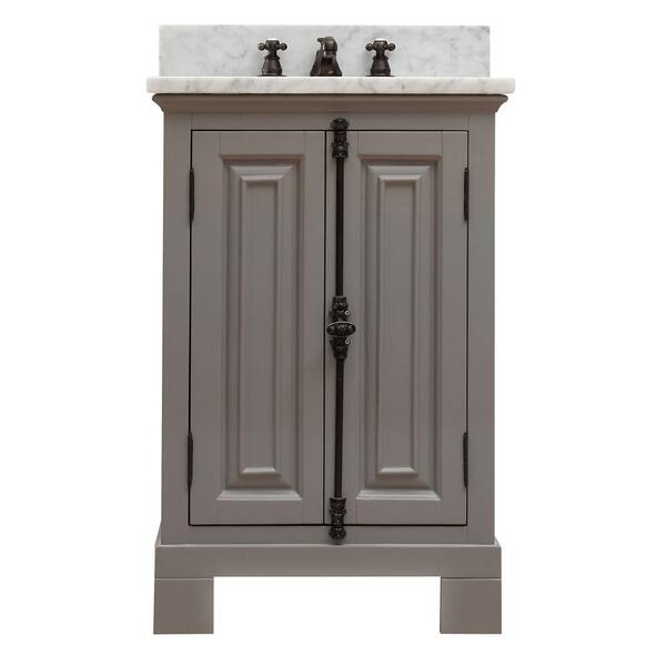 Water Creation Greenwich 24 in. W x 22 in. D Vanity in Gray with Marble Vanity Top in White with White Basin and Faucet
