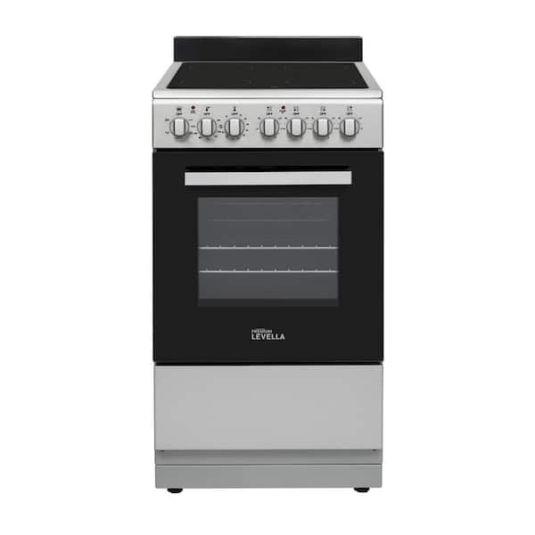 20-in Glass Top 4-Burners 2.0 cu. ft. Convection Oven Freestanding Electric Range (Silver)