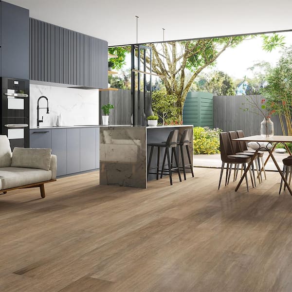 Take Home Sample - Ample Flint 7.5 in. W x 4 in. L Waterproof Engineered Hardwood Flooring