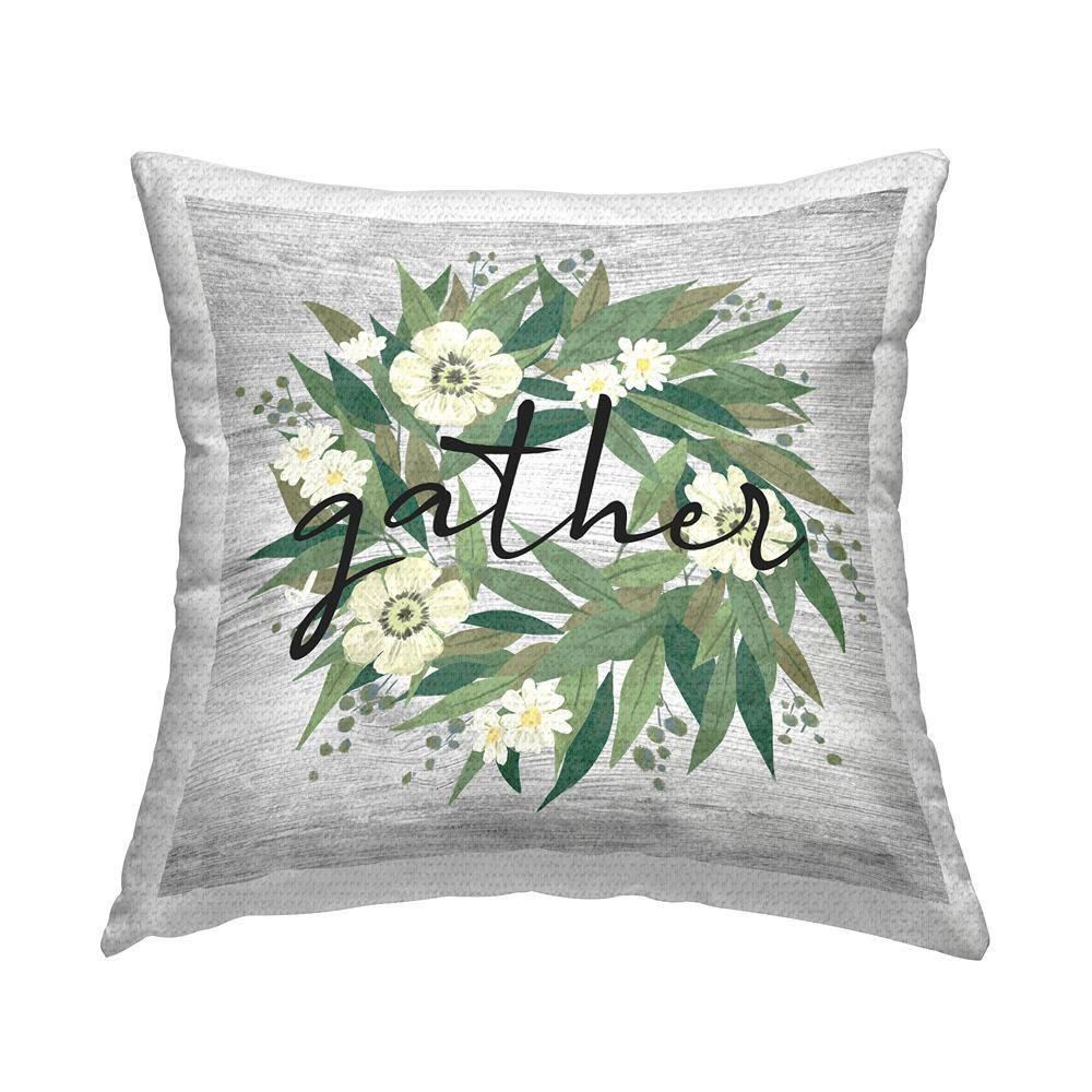 Gather Calligraphy Rustic Flower Wreath Green Square Outdoor Throw Pillow price history on PriceWatchPro