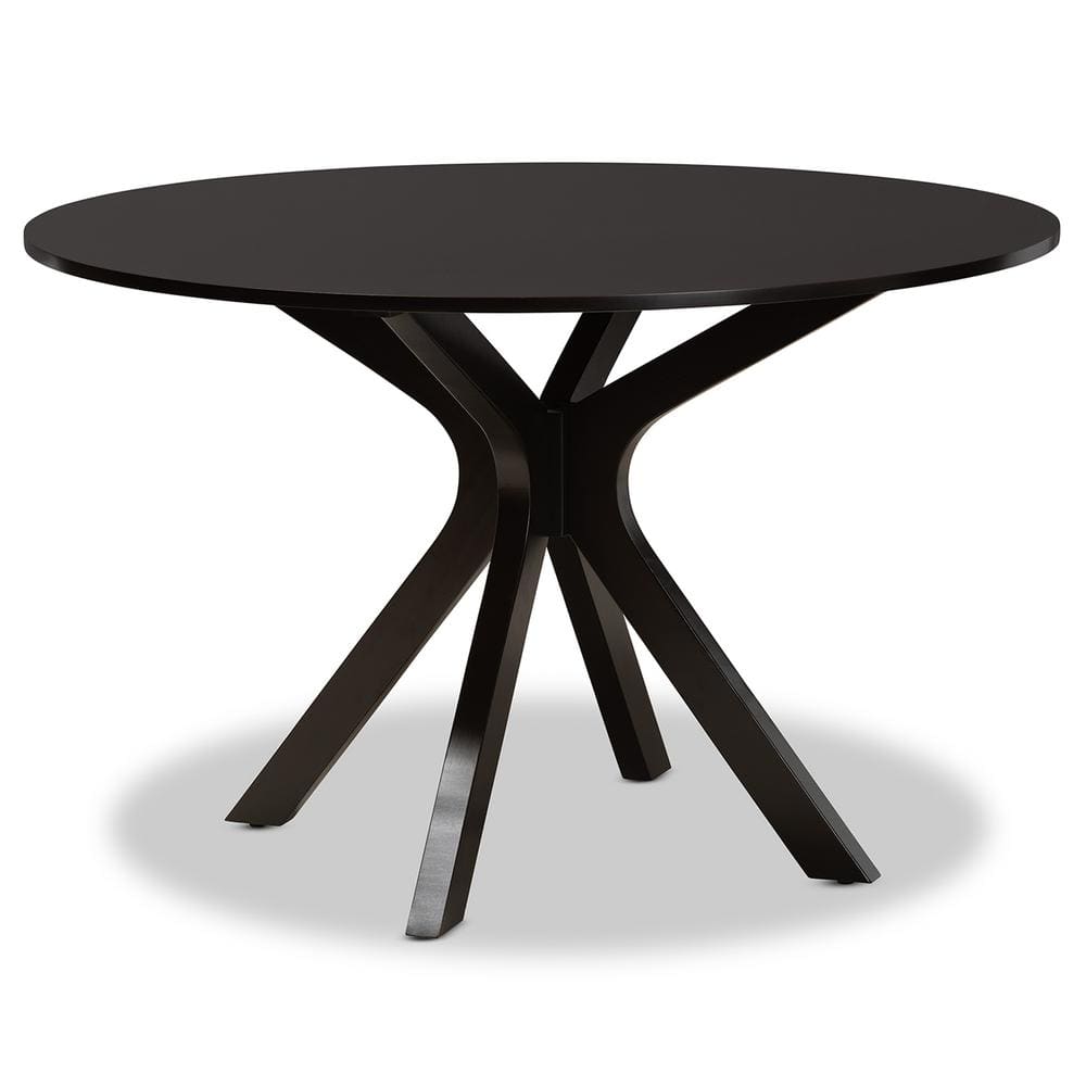 Mila 7-Piece Dark Brown Wood Dining Set with Grey Upholstered Chairs