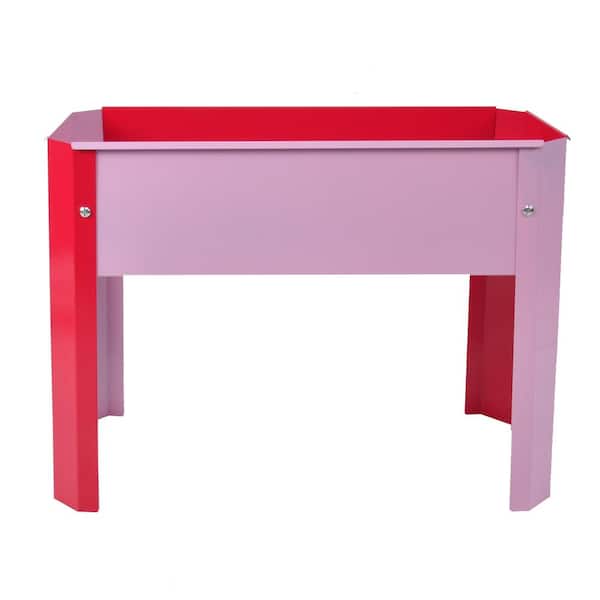 Anvil 23 in. x 10 in. x 17 in. Red and Pink Galvanized Steel Raised Planter Boxes Elevated Garden Beds with Legs