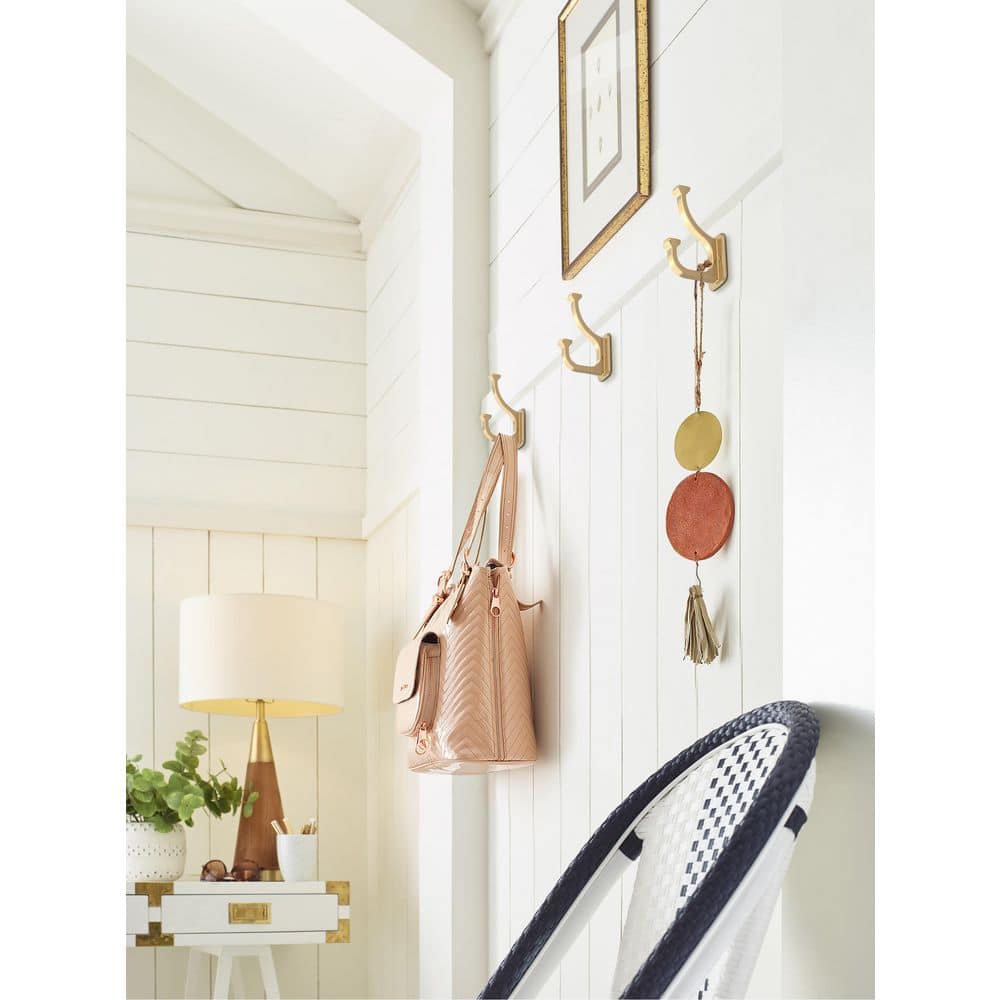 Champagne Bronze Double Prong Decorative Metal Wall Hook