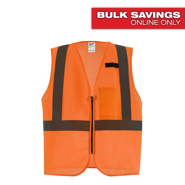 4X-Large/5X-Large Orange Class 2 High Visibility Mesh One Pocket Safety Vest