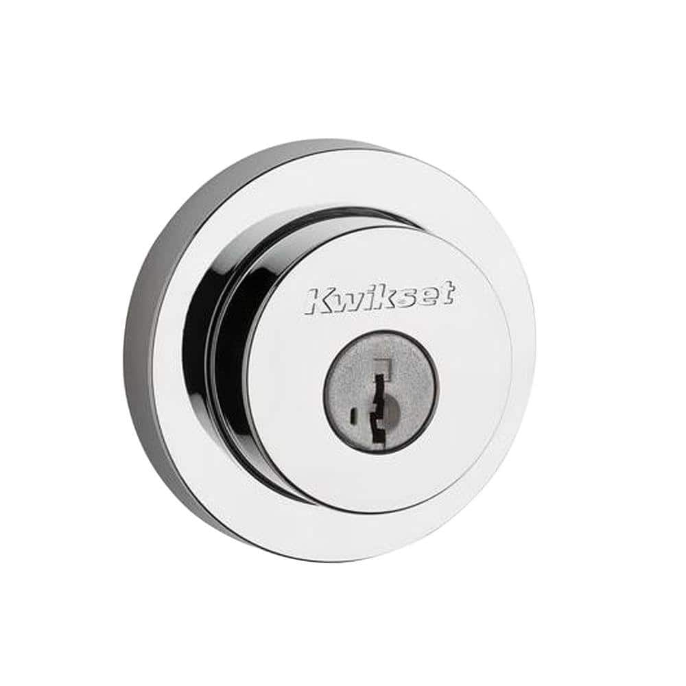 Kwikset 158 Round Contemporary Polished Chrome Single Cylinder Deadbolt  Featuring SmartKey Security 91580-004 The Home Depot