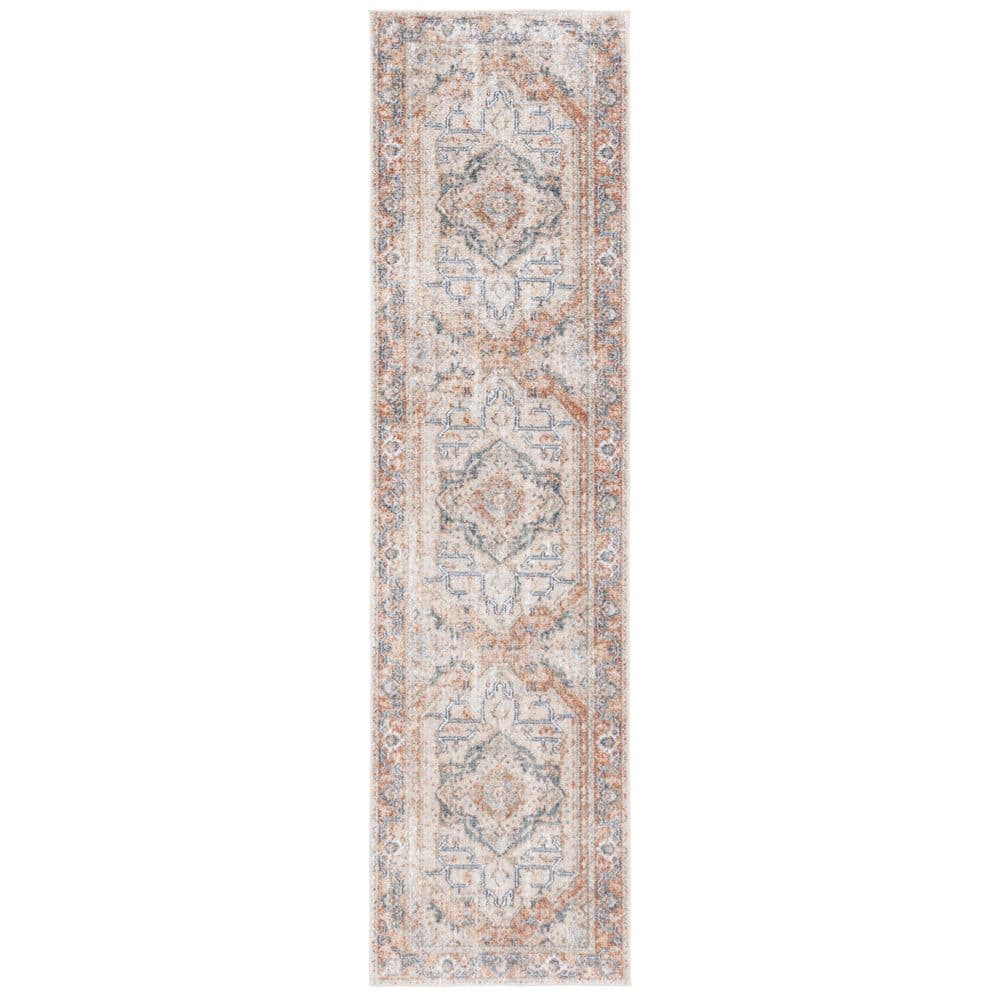 SAFAVIEH Baltimore 2 ft. x 8 ft. Beige/Rust Machine Washable Medallion ...