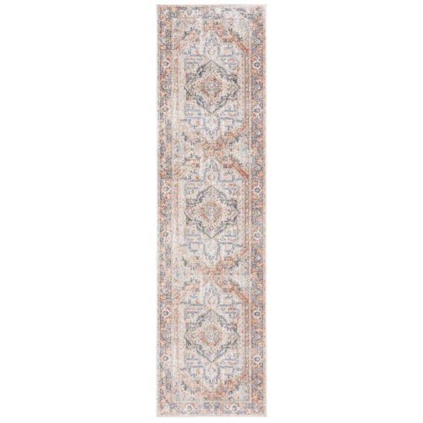 Baltimore 2 ft. x 8 ft. Beige/Rust Machine Washable Medallion Distressed Runner Rug