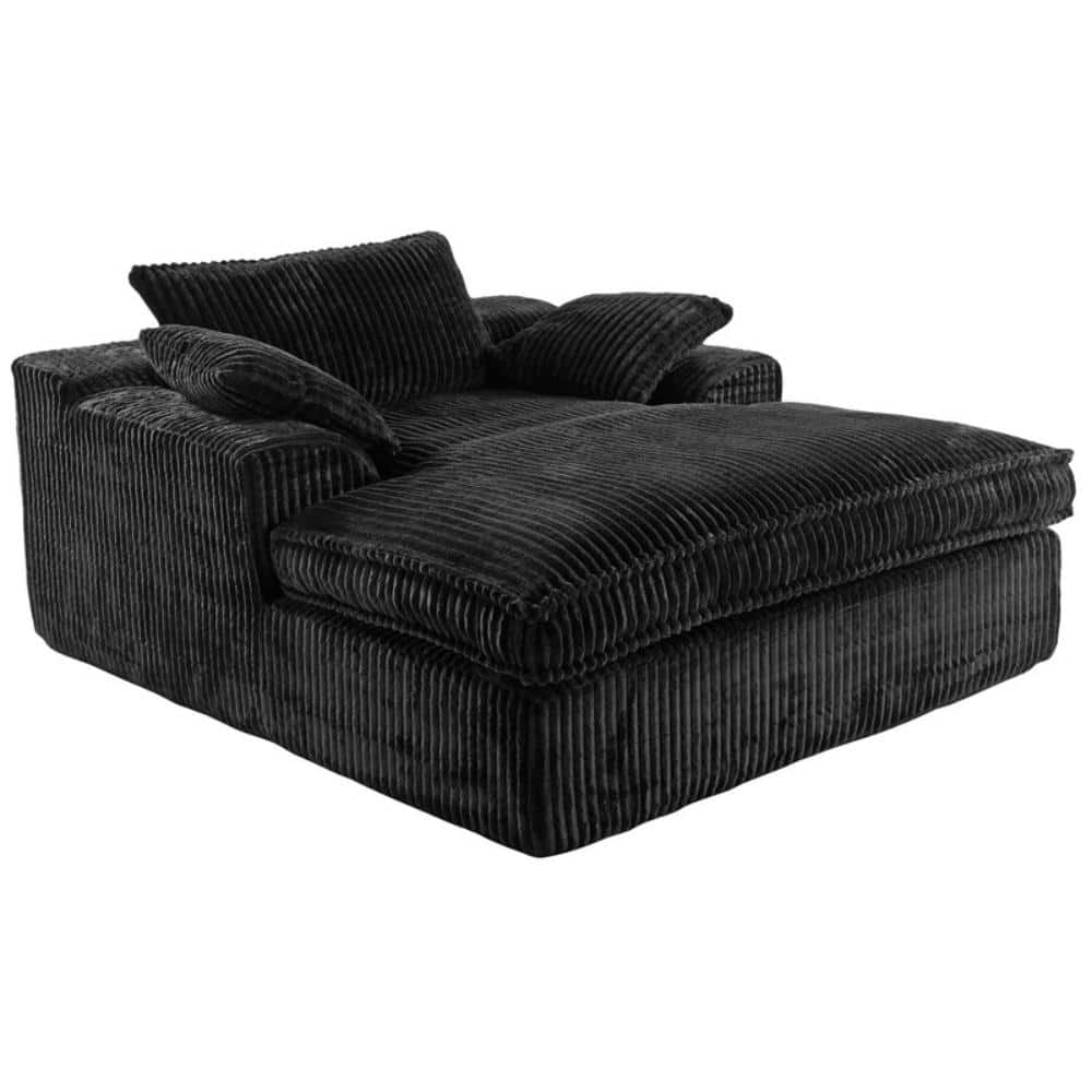 67in. Black Chaise Lounge Chair Sofa Bed, Fluffy Plush Faux Fur Cloud Sofas Couches for Living Room price history on PriceWatchPro