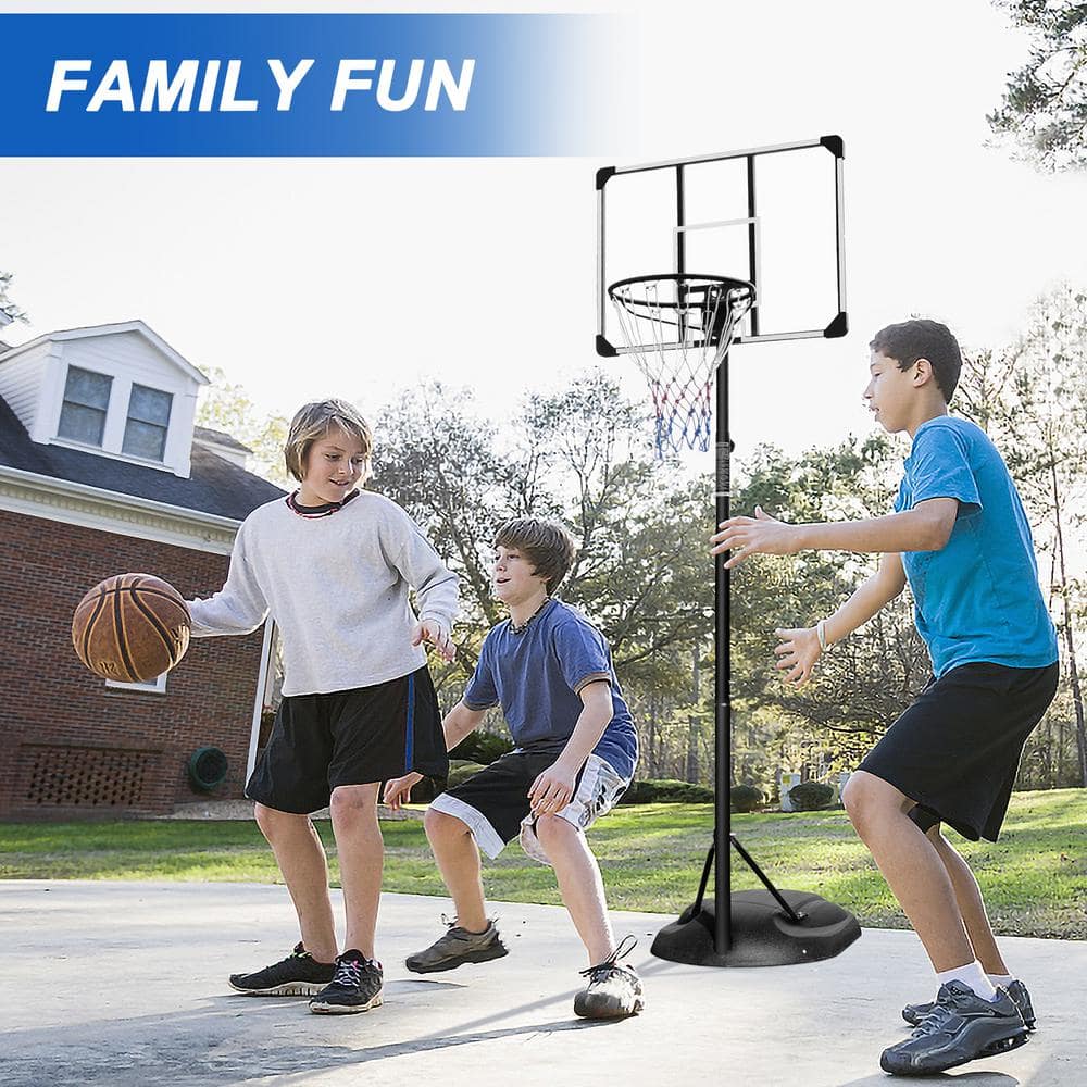 Portable Adjustable Black Polycarbonate Basketball Hoop with 32" Backboard
