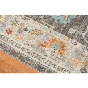Bohemian 6 ft. X 8 ft. Taupe Border, Floral, Oriental Area Rug