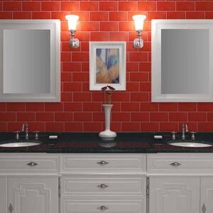 Projectos Bold Red 3-7/8 in. x 7-3/4 in. Ceramic Floor and Wall Take Home Tile Sample