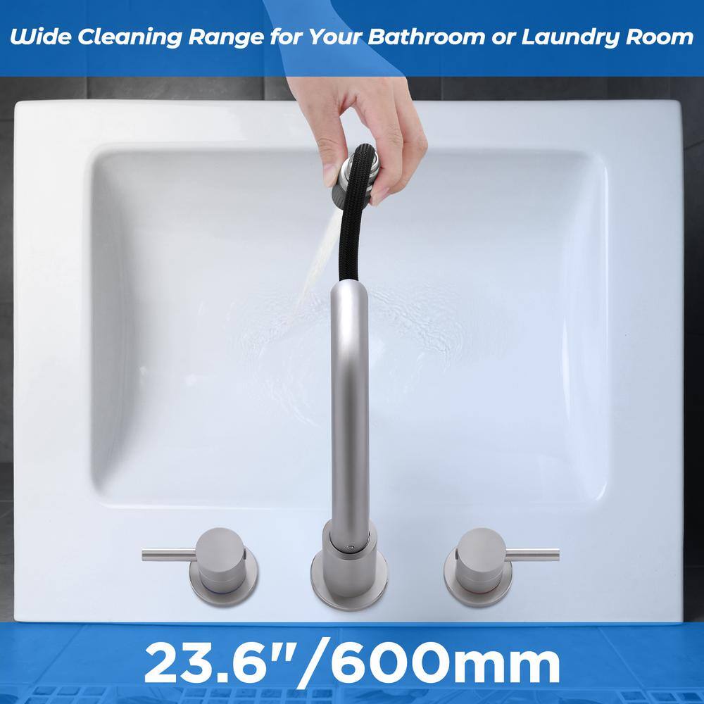 Brushed Nickel Double Handle Widespread Bathroom Faucet