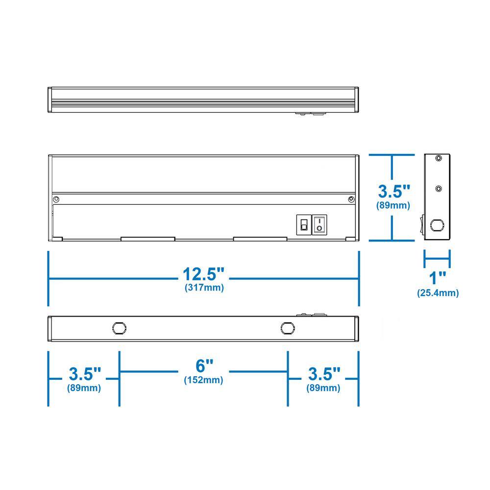 12.5'' Nickel LED Under Cabinet Light Bar