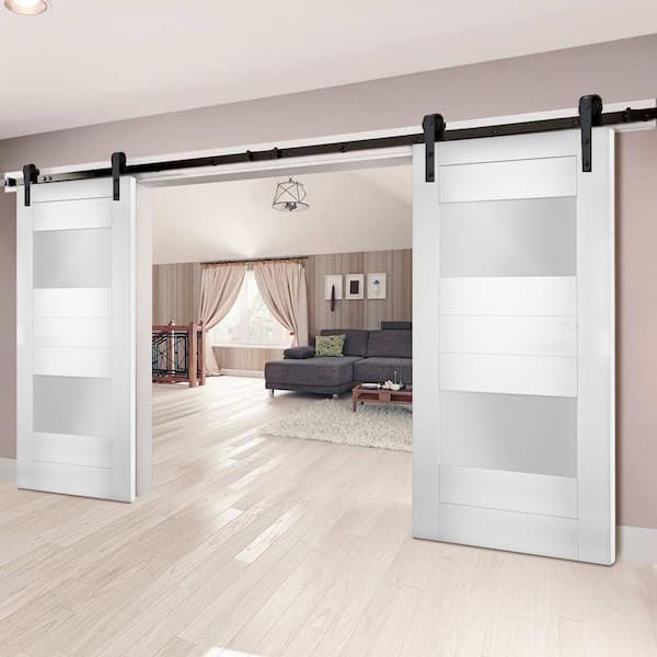 Assemble Required 72 in. x 80 in. Single Panel White Solid MDF Barn Door Slab