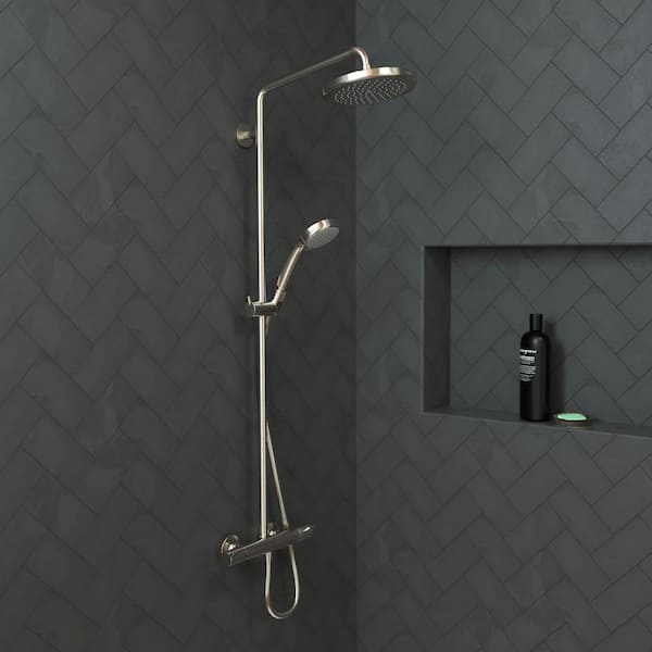 Croma 49 in. Dual Showerhead and Handheld Showerhead in Brushed Nickel