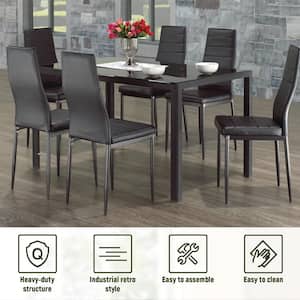 47.25 in. L Rectangle Black Glass Dining Table with Metal Frame (Seats 4)