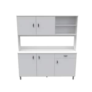 Ready to Assemble 62.99 in. W x 70.08 in. H x 15.75 in. D Wood Ready to Assemble Breakroom Storage Cabinet in White