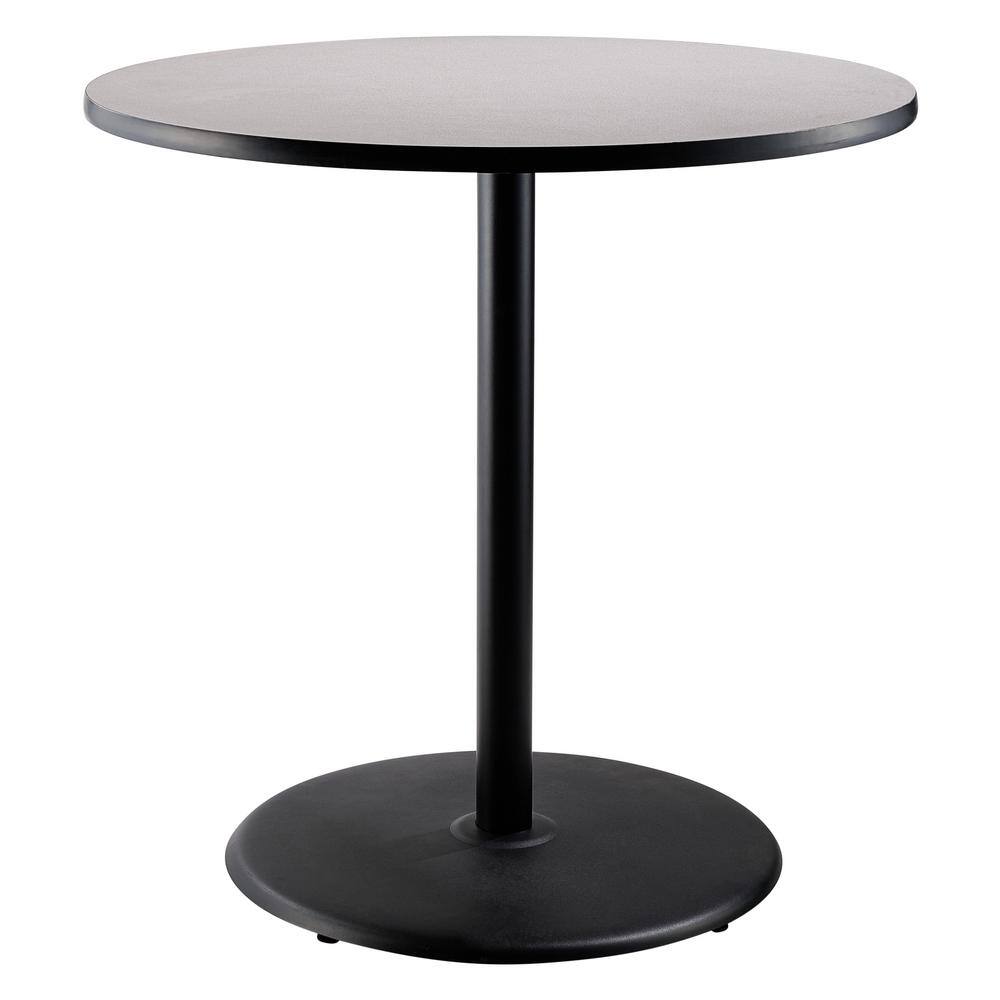 National Public Seating 36 in. Round CT Series Gray Laminate Composite Wood Core Top Black Steel Column Dining Table 42 in. Height (Seats 4), Grey Nebula/Black -  CT13636RBPBTMGY